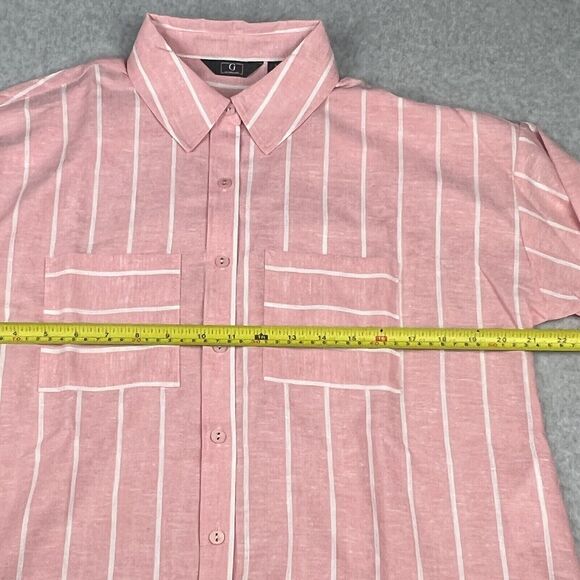 G by Giuliana Shirt Womens Small Pink Striped Button Front Casual Soft Everyday - Picture 10 of 16